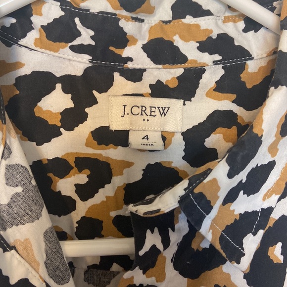 J Crew dress, Leopard print button down with tie waist, size 4 - Picture 3 of 7